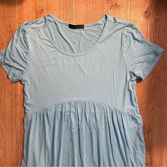Women’s Maternity High Low Midi Turquoise Blue Dress in Size Large - Picture 2 of 10